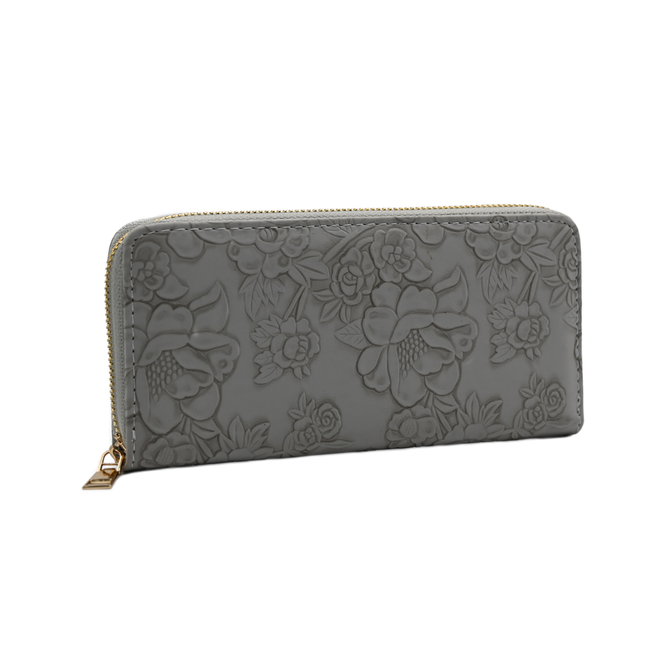 Women's Vegan Leather Wallet with Floral Emboss
