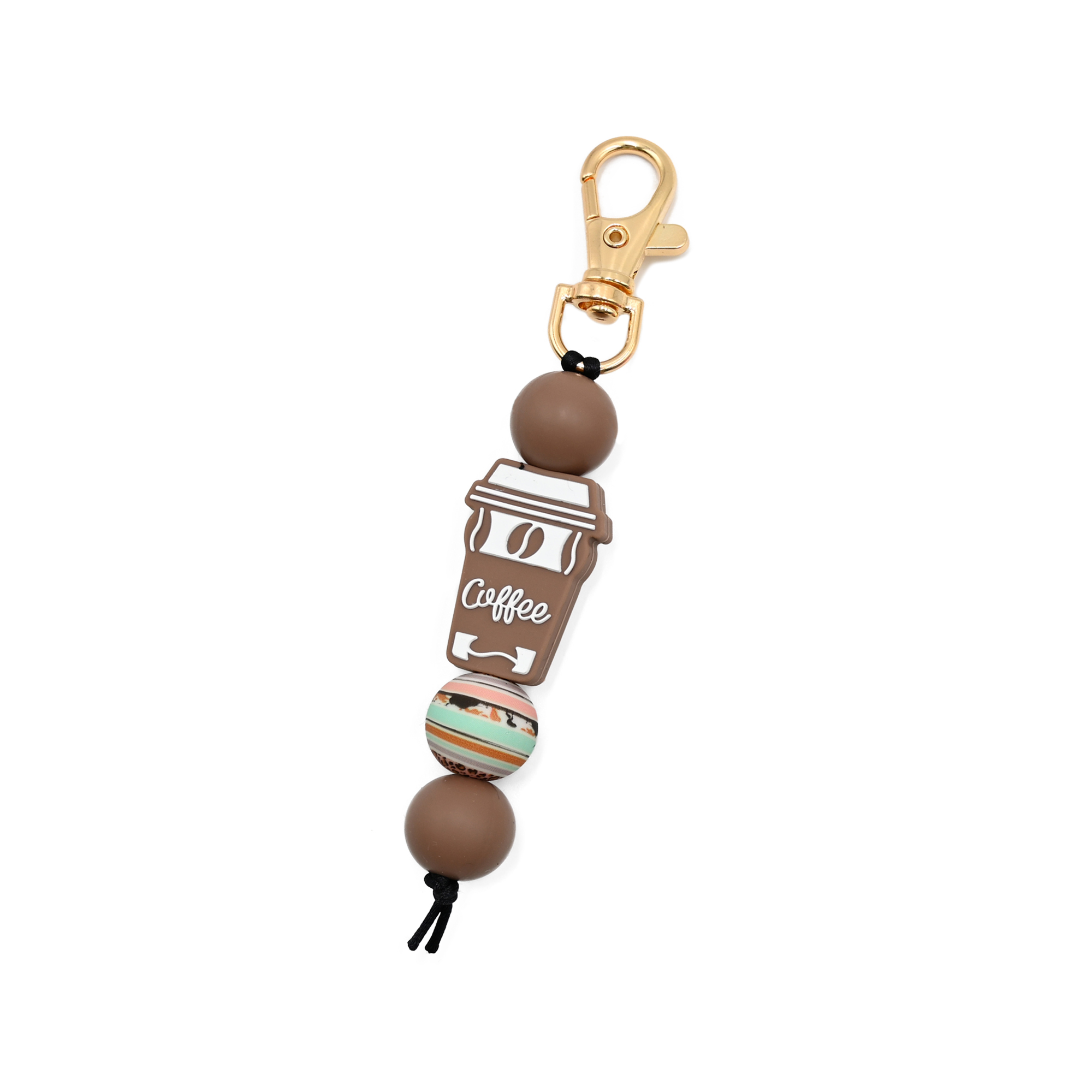 Autumn and Winter Silicone Keychain with Flower and Coffee Beads