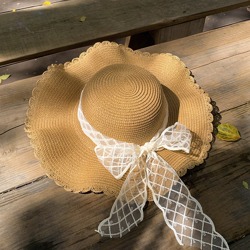 Sun-proof Bow Lace Straw Hat For Women