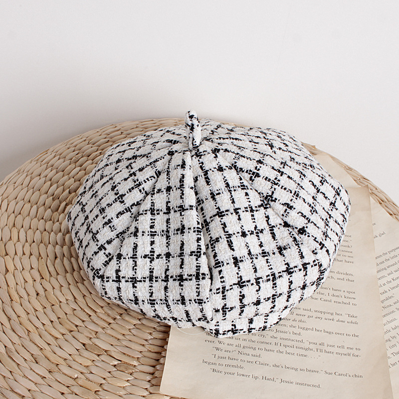 Plaid Pattern Beret Hat for Girls