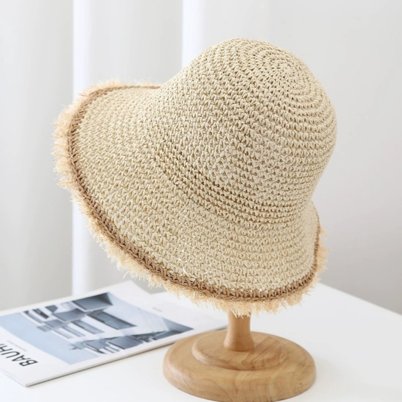 Women's Frayed Sun Hat Wide Brim Straw Hats