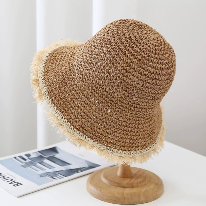 Women's Frayed Sun Hat Wide Brim Straw Hats