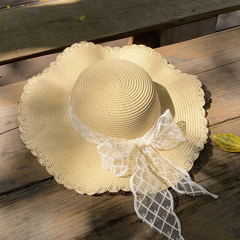 Sun-proof Bow Lace Straw Hat For Women