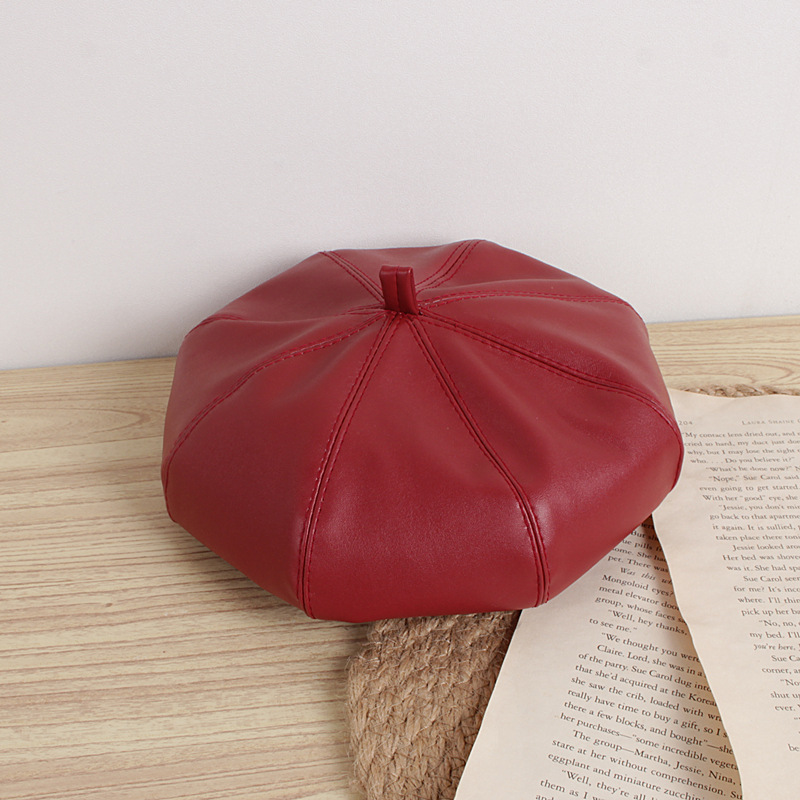 Fashion PU Leather Beret For Baby