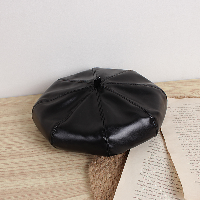 Fashion PU Leather Beret For Baby
