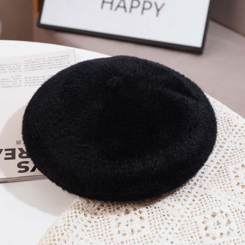 Women Warm Faux Fur Beret Cap