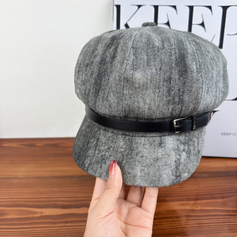 Leather Buckle Retro Belt Octagonal Hat