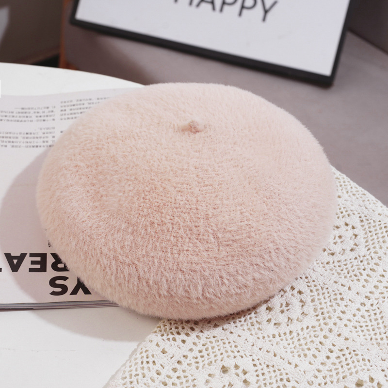 Women Warm Faux Fur Beret Cap