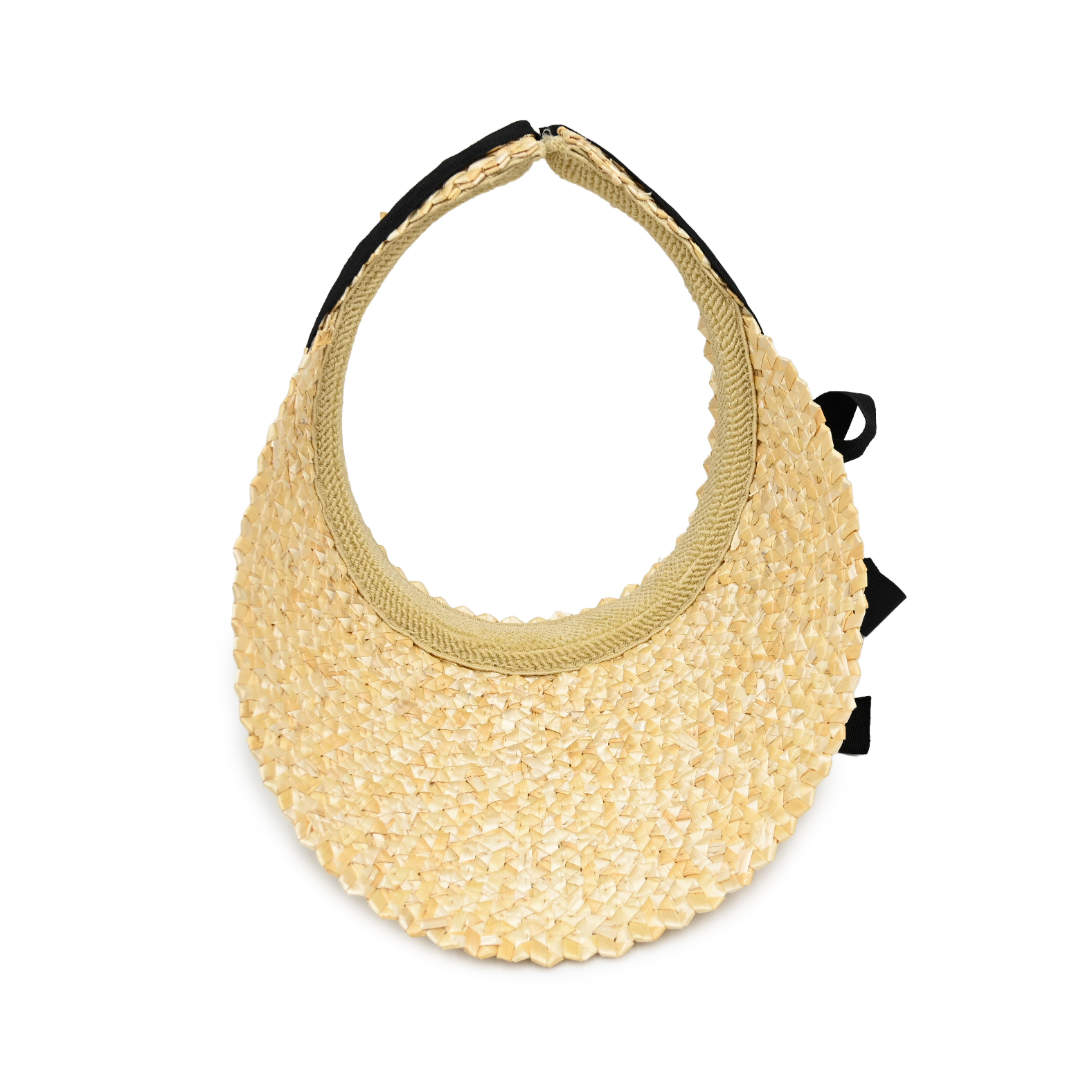 Women's Straw Sun Visor Hat With Black Bow
