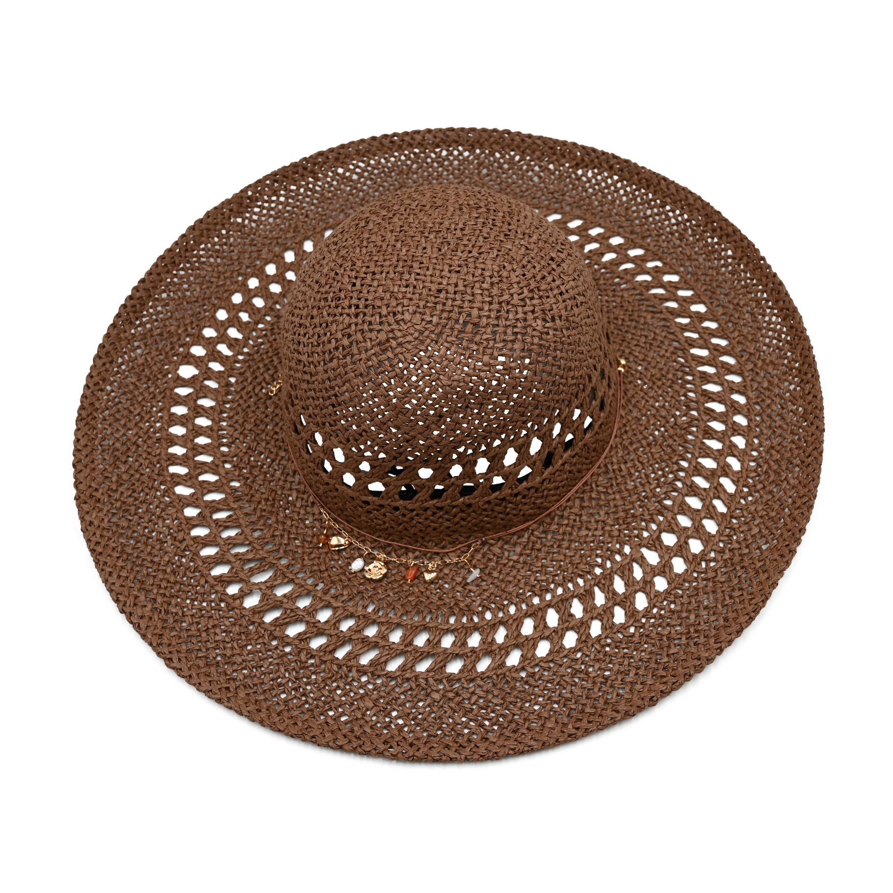 Charm Detail Wide Brim Sun Hat