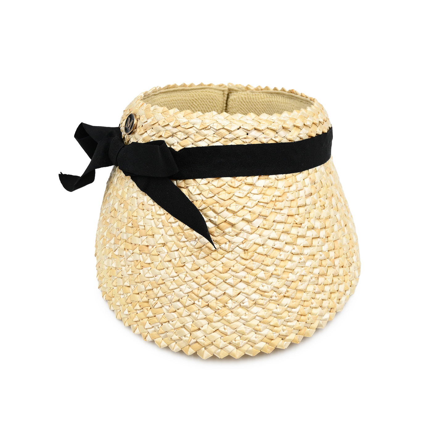 Women's Straw Sun Visor Hat With Black Bow