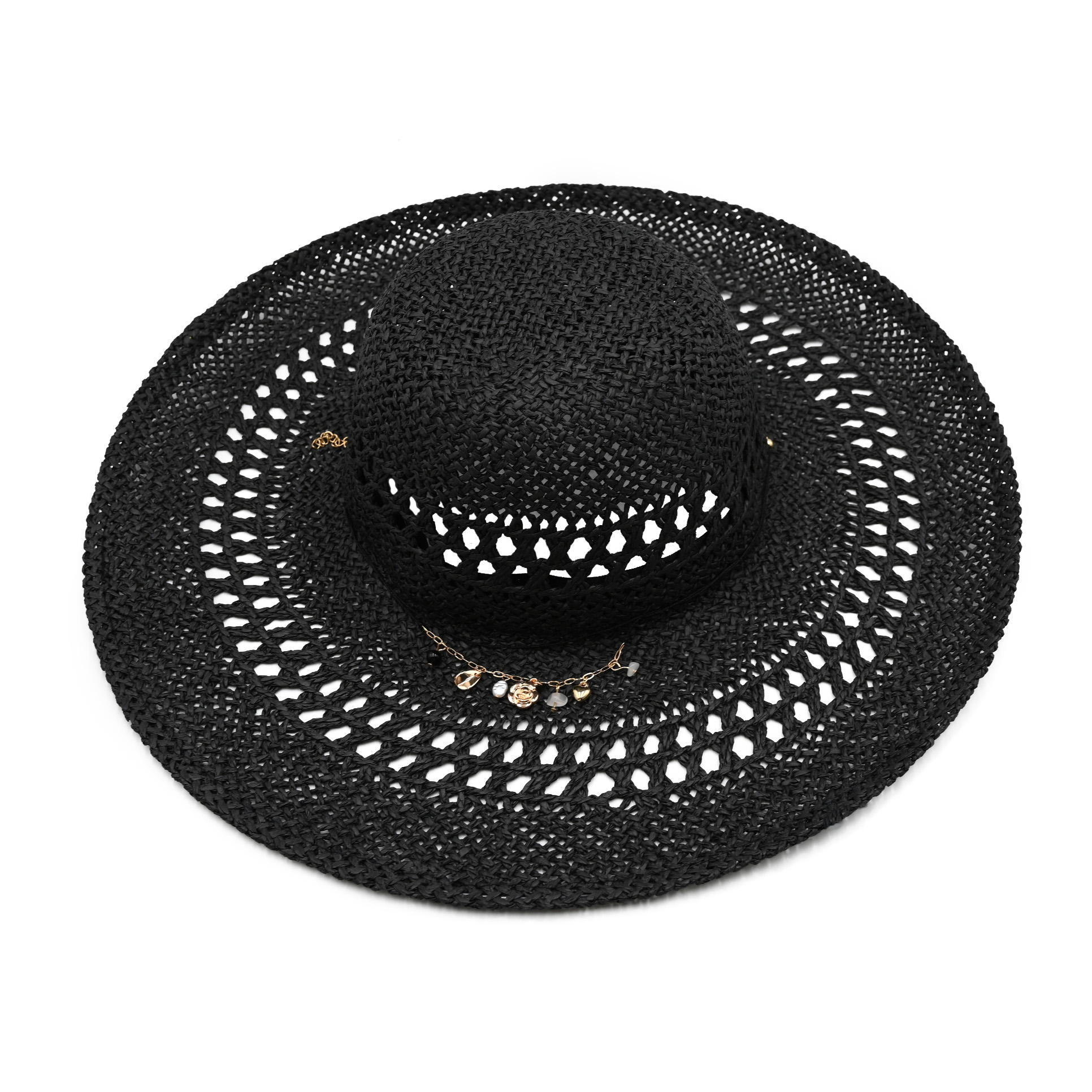 Charm Detail Wide Brim Sun Hat