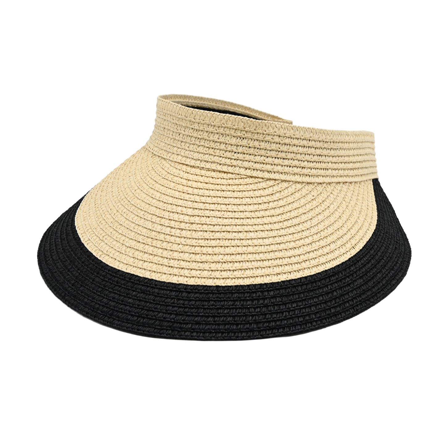 Women's Color Block Straw Sun Visor Hat
