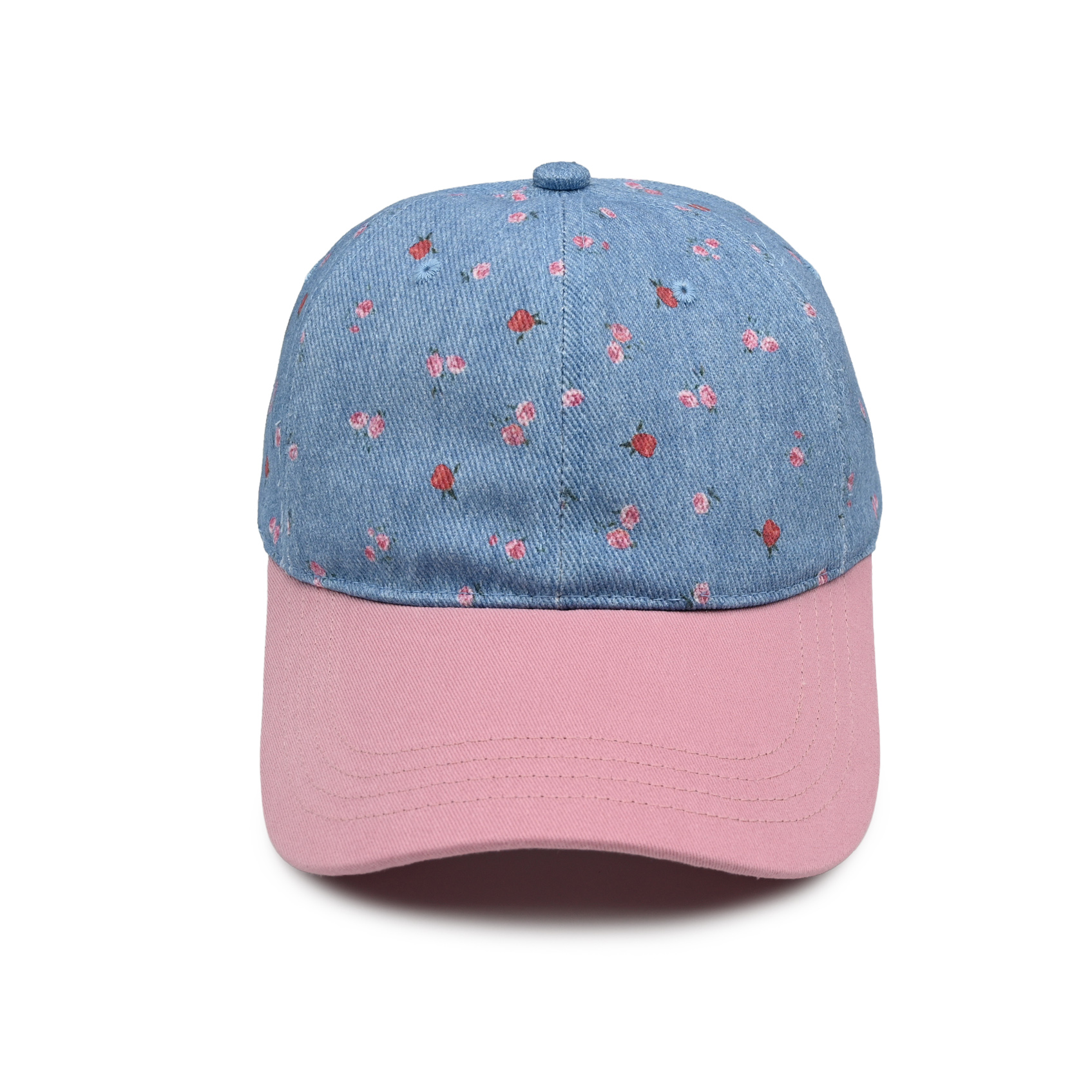 Floral Print Brim Two-Tone Baseball Cap