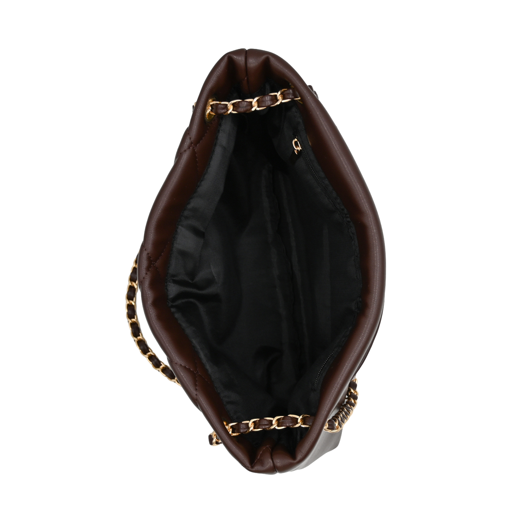 Diamond Grid Shoulder Tote with Golden Hardware