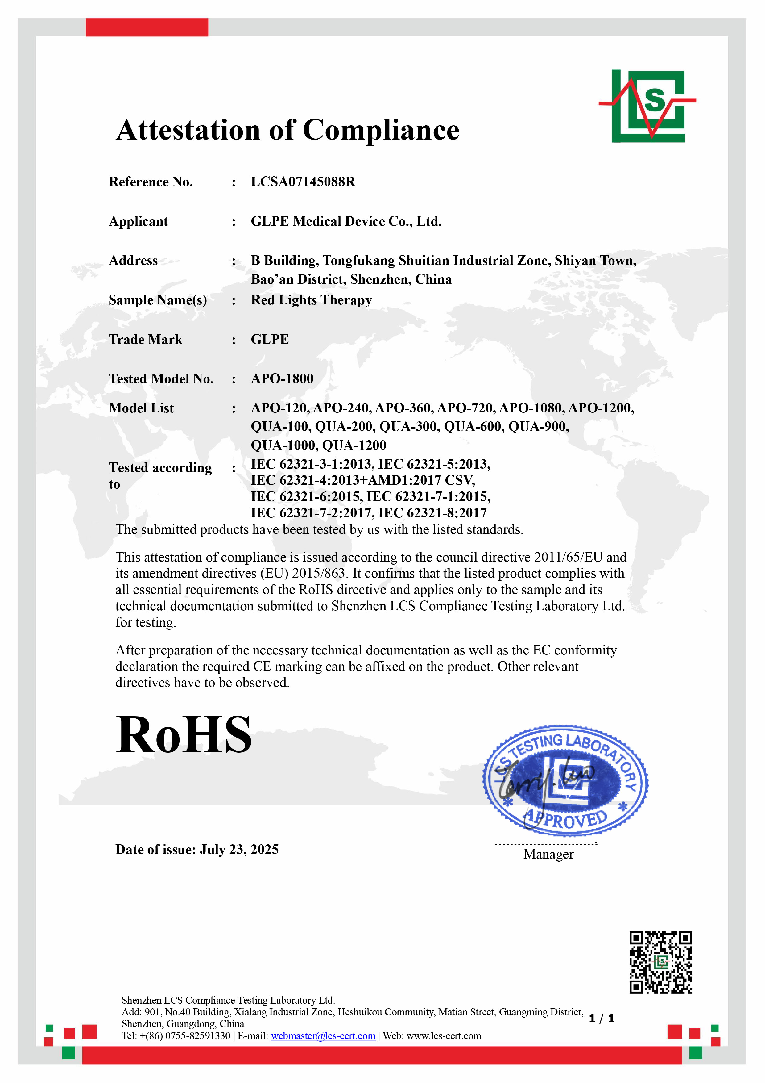 RoHS Certificate