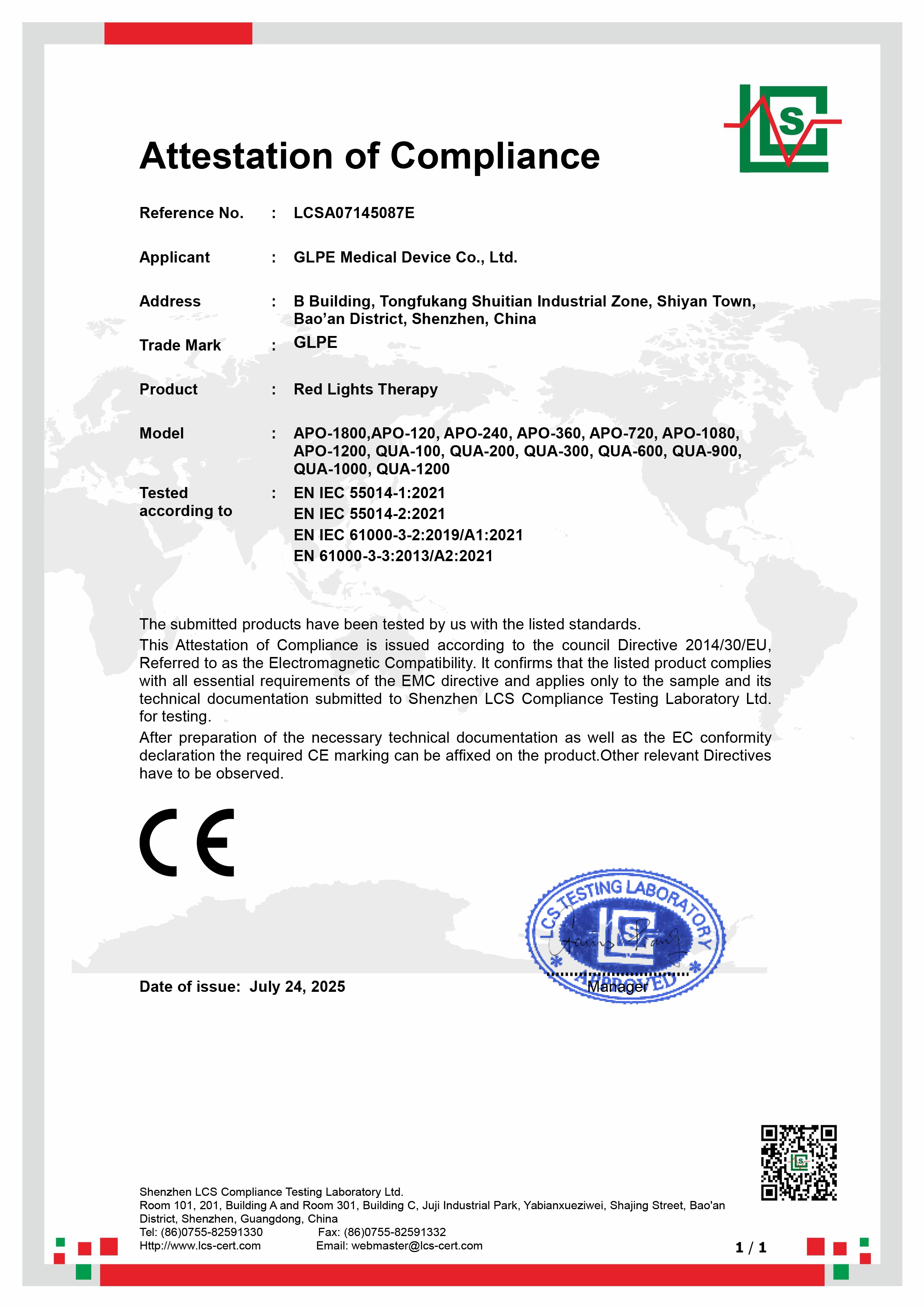 CE EMC Certificate