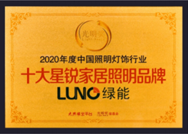 LUNO绿能特邀出席，荣获2020年度中国照明灯饰行业“十大星锐家居照明品牌”和“十大磁吸灯品牌”两大奖项！