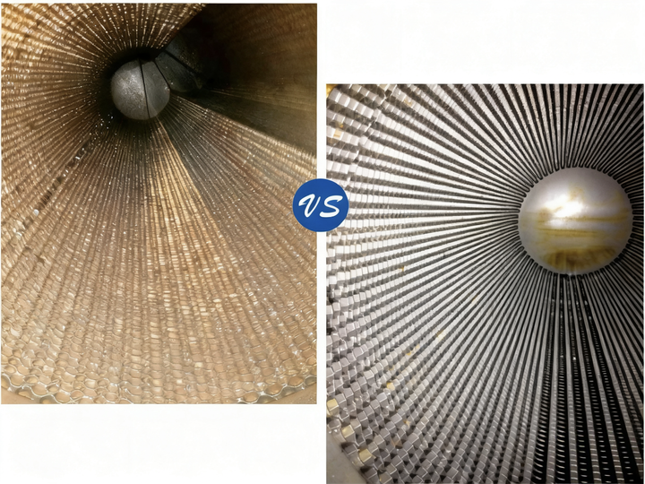 供热大型板式换热器清洗对比
采用高频清洗技术对内蒙某大型供热站板式冷却器(1800m)&nbsp;二次侧进行了清洗，主要为碳酸盐硬垢和泥沙等&nbsp;杂物，清洗后设备换热效率明显提升，零网回水温度降低13.7℃,一次网供水温度提升8℃,清洗效果非常明显。