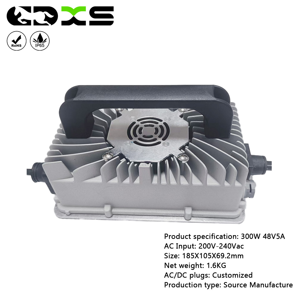 Electric mop charger 48V5A hand-push sweeper charger waterproof aluminum shell smart fast charging