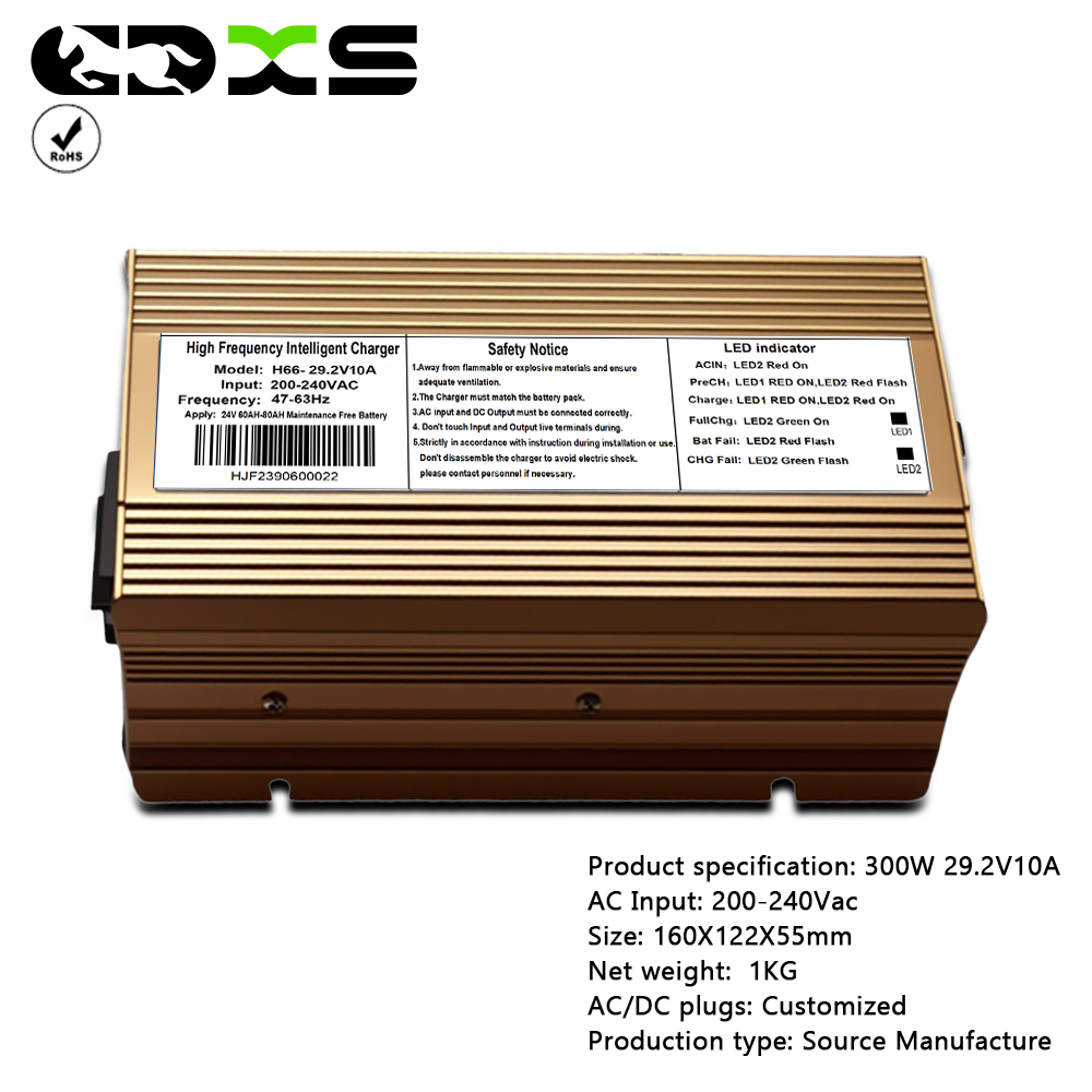 29.2V10A lithium iron phosphate 8-string 300W smart AGV electric dust cart charger full charge automatic stop