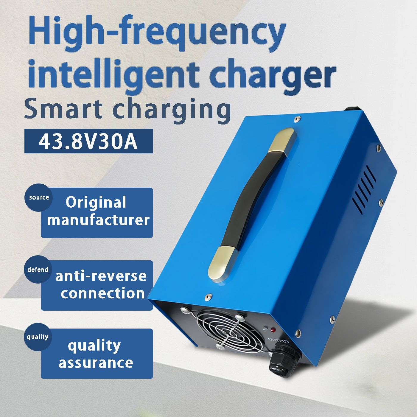 1500W 43.8V 30A Waterproof IP65 LiFePO4 12-Cell Charger for Ride-On Vacuum Cleaners and Forklifts