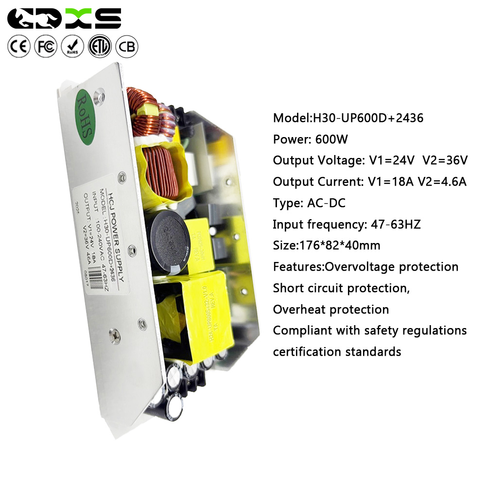 U-shaped industrial grade 600W stage lighting DC power supply dual output 24V36V LED constant voltage constant current power supply