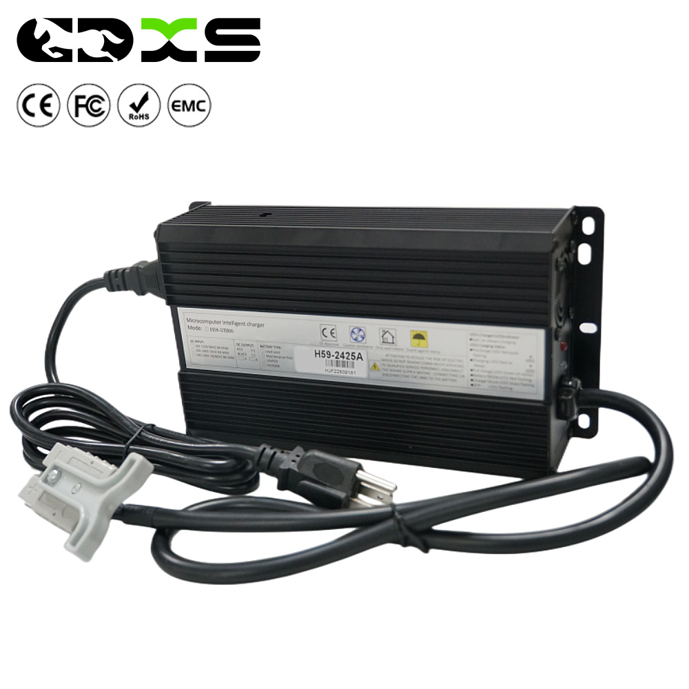 24V25A aluminum shell smart charger 800W waterproof fast charging fully automatic stop stacker sweeper universal