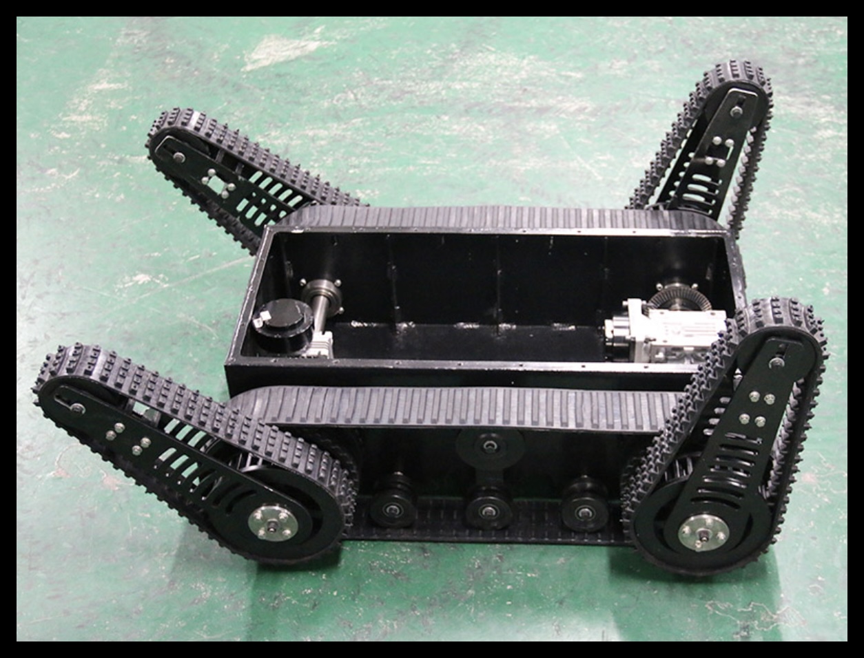 Rubber Tracked Swing Armed Robot Carbon Fiber Four-Swing Armed Chassis Platform-160