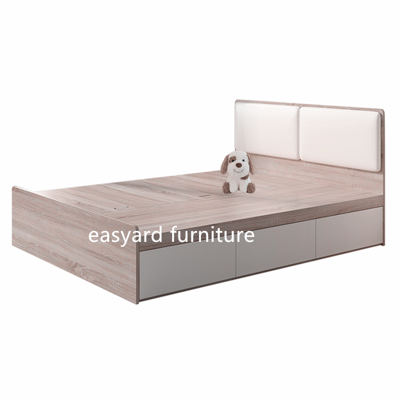 panel bed with soft headbaord OEM wodd grain colors for hotel made in china
