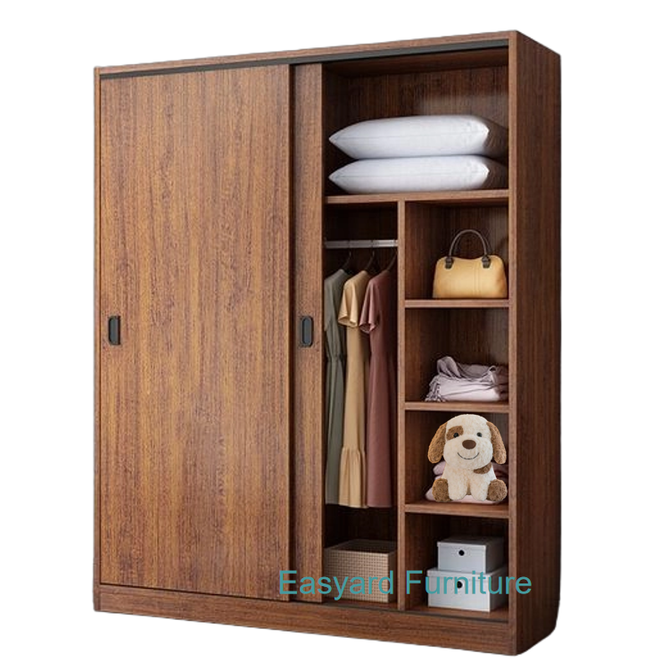 Two-Door Sliding Walnut Wardrobe