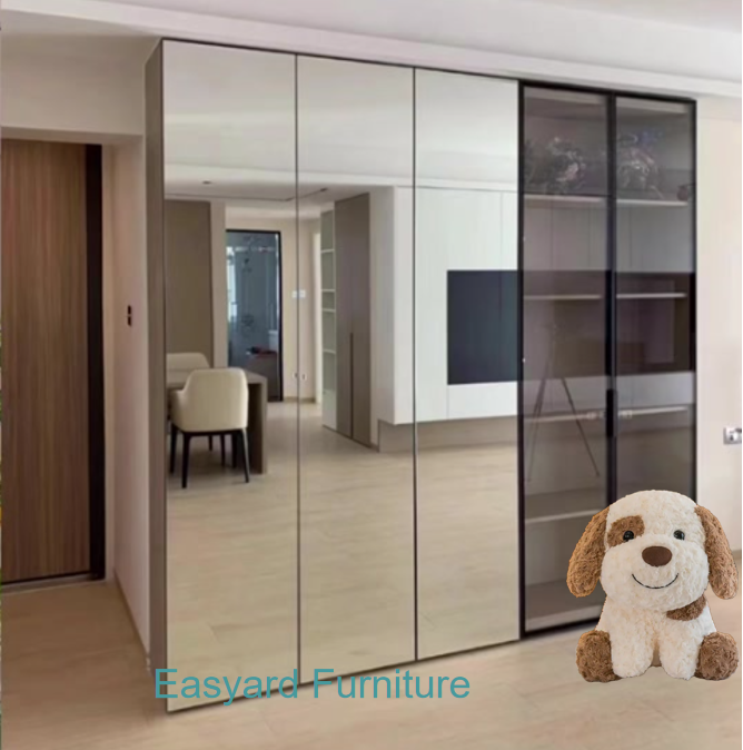 five door mirror door wardrobe made in china