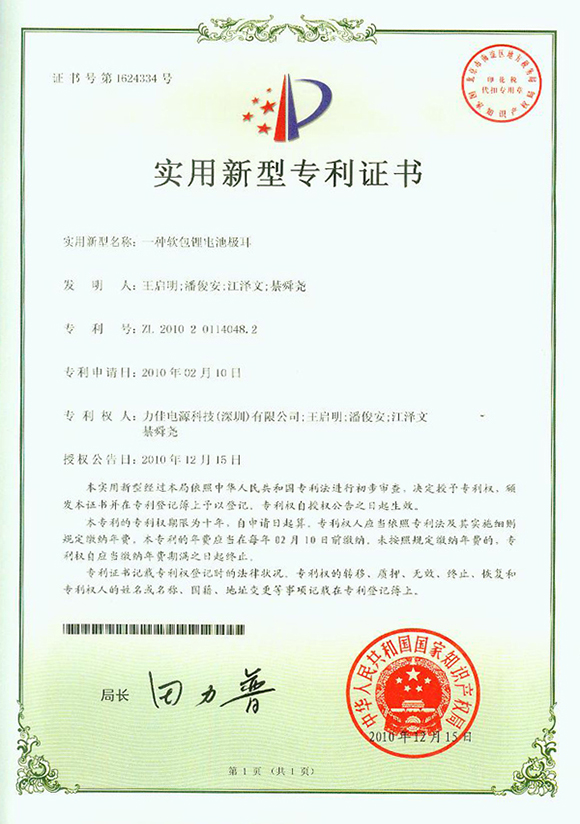 一种软包锂电池极耳