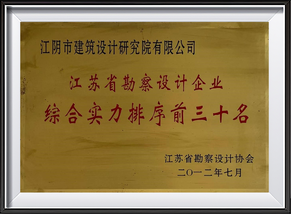 2012江苏省勘察设计企业综合实力排序前三十名