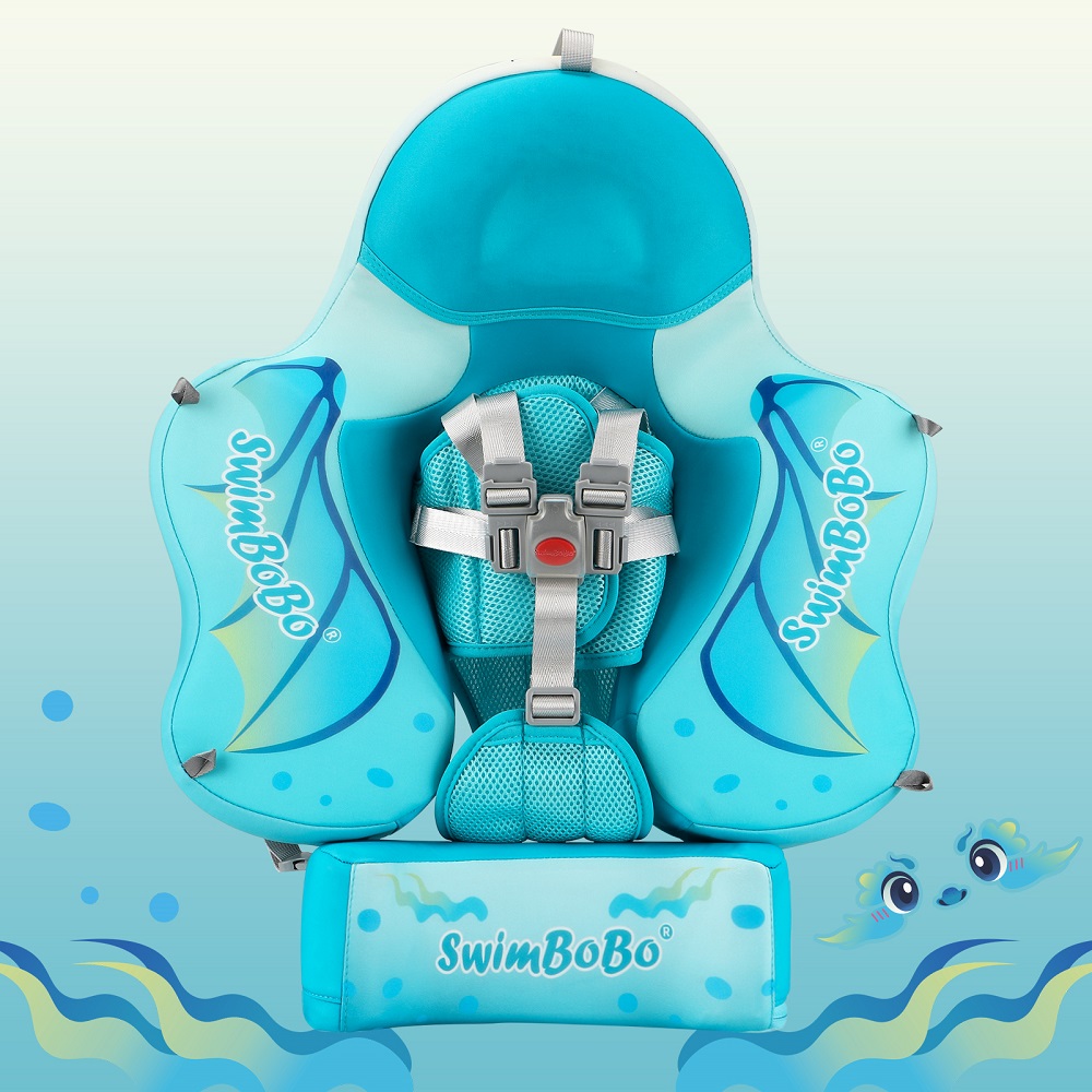 Swimbobo Kids Eco-Friendly Durable Non-Inflatable Swim Canopy Pool Float Solid Swim Trainer Adjustable Pearl Foam Swim Ring-BO7101P
