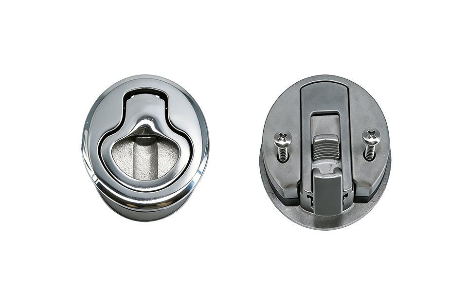 嵌入式薄型锁扣
Chase Lounge Lock | 产品型号：SM5560
1、产品基础信息



产品名称： Chase Lounge Lock
产品型号： SM5560
产品类型： 嵌入式薄型锁扣（非锁定型）
核心定位： 专为薄面板设计，平衡美观性与操作便捷性。



2、核心规格参数
&nbsp; &bull; 材质： 316不锈钢（耐腐蚀，适用于潮湿/户外环境）&nbsp; &bull; 设计： 薄型、嵌入式安装&nbsp; &bull; 尺寸： 外径3英寸，开孔尺寸2.25英寸（单圆孔安装）&nbsp; &bull; 表面处理： 316不锈钢本色&nbsp; &bull; 适配面板厚度： 7.000-12.000mm（0.28-0.47英寸）3、&nbsp;核心优势耐腐蚀且坚固耐用、薄型美观、安装简便、开启顺畅（非锁定设计，无访问限制）。4、 适用场景适用于各类薄面板场景，如：房车（RV）、船舶、户外设备、电气外壳、小型舱口、橱柜等。5、 安装提示请按2.25英寸（直径）开设单圆孔，并确保面板厚度在7.000-12.000mm（0.28-0.47英寸）范围内。