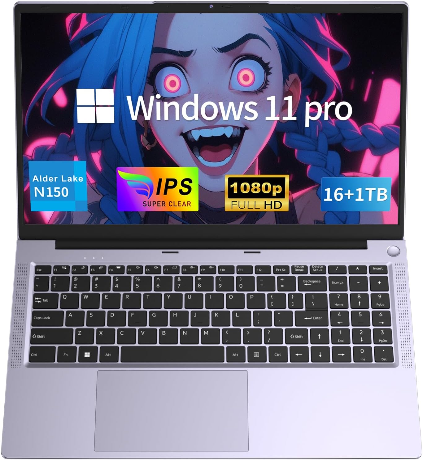 MOONFISH Gaming Laptop Computer, 15.6 Inch Lap Top Pc  Window 11 Pro, 16GB RAM 1TB SSD, 13th Gen N150 Processor(up to 3.6GHz), Backlit Keyboard, FHD 1920 * 1080, Office 365, Business, Student