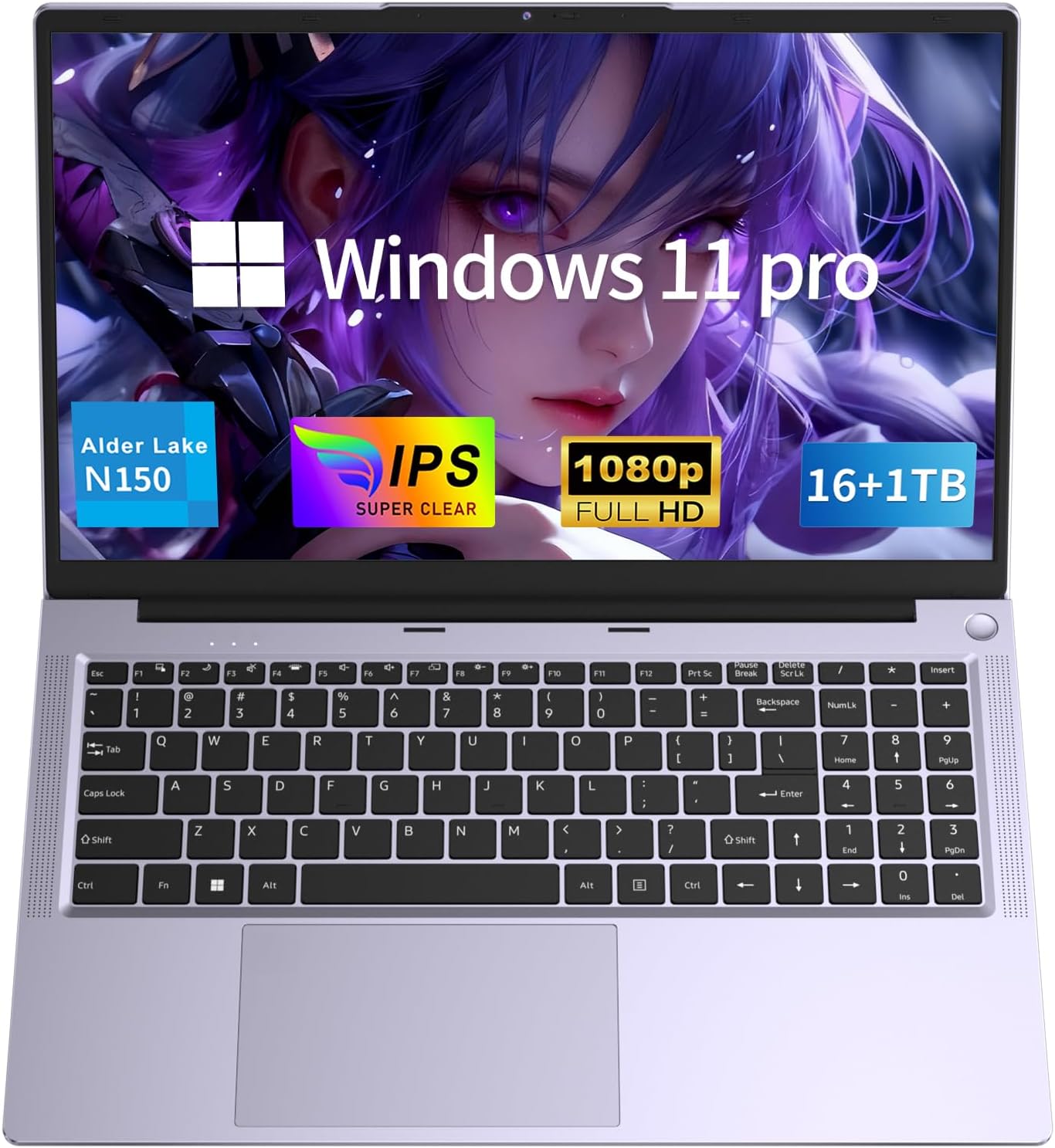 MOONFISH Gaming Laptop Computer, 15.6 Inch Lap Top Pc 2026 Window 11 Pro, 16GB RAM 1TB SSD, 13th Gen N150 Processor(up to 3.6GHz), Backlit Keyboard, FHD 1920 * 1080, Office 365, Business, Student