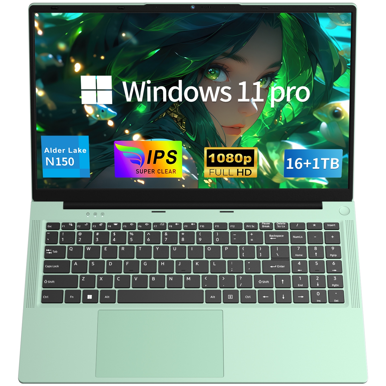 MOONFISH Gaming Laptop Computer, 15.6 Inch Lap Top Pc Window 11 Pro, 16GB RAM 1TB SSD, 13th Gen N150 Processor(up to 3.6GHz), Backlit Keyboard, FHD 1920 * 1080, Office 365, Business, Student