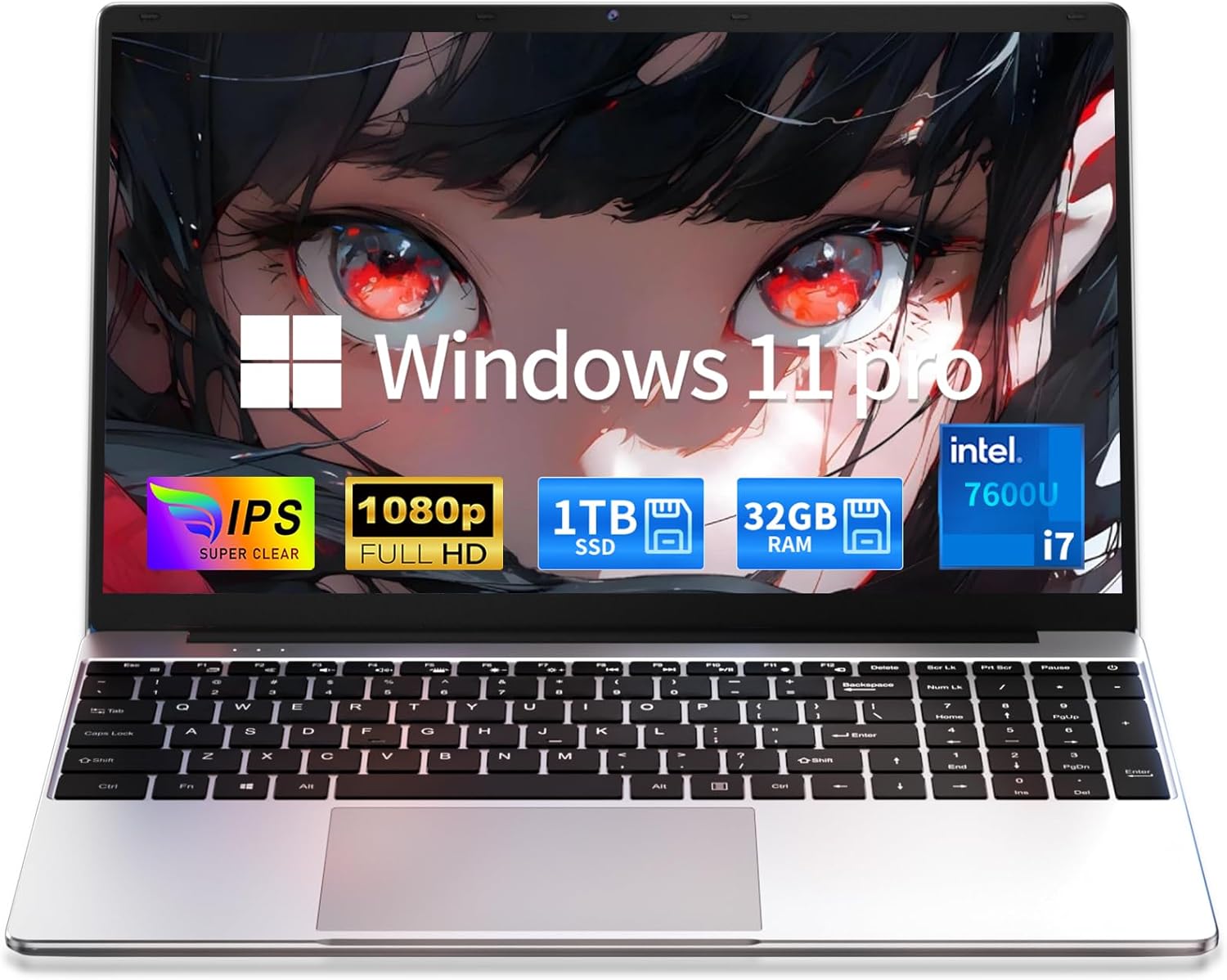 MOONFISH Gaming Laptop Computer, 15.6 Inch Lap Top Pc Window 11 Pro, 32GB RAM 1TB SSD, Core i7 Processor(up to 3.9GHz), Backlit Keyboard, FHD 1920 * 1080, Office 365, Business, Student