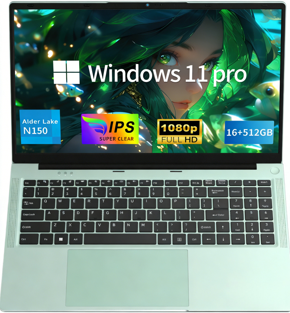 MOONFISH Gaming Laptop Computer, 15.6 Inch Lap Top Pc Window 11 Pro, 16GB RAM 1TB SSD, 13th Gen N150 Processor(up to 3.6GHz), Backlit Keyboard, FHD 1920 * 1080, Office 365, Business, Student