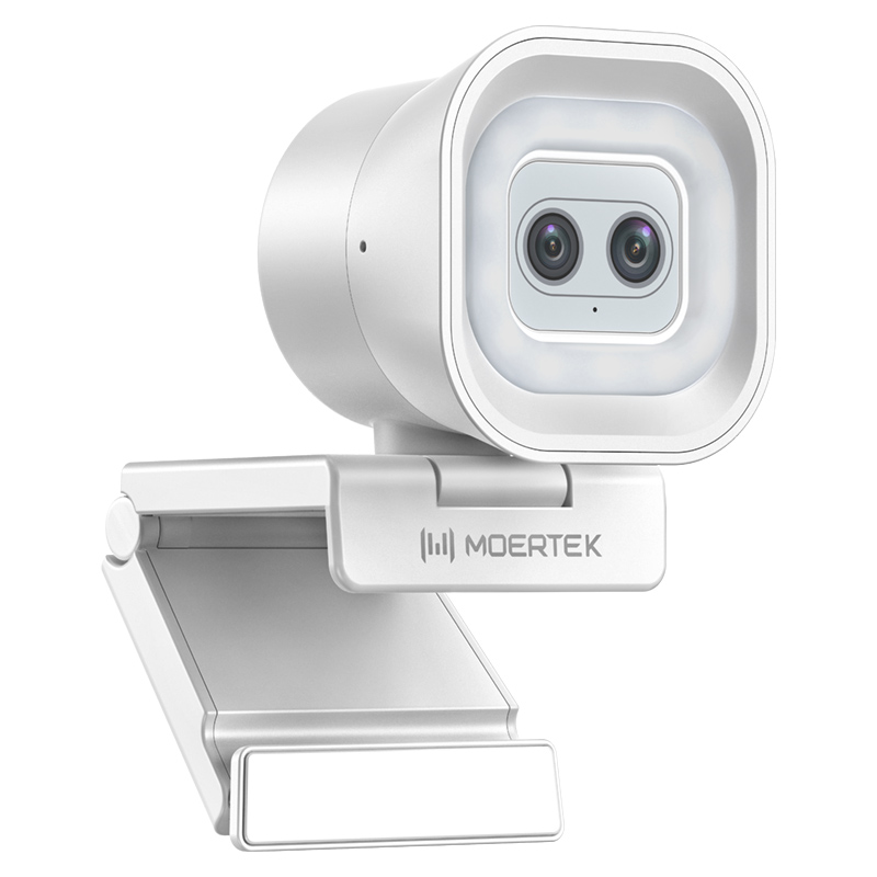 MOERTEK MT628 Dual 4K Webcam with Auto Focus & Adjustable Ring Light
