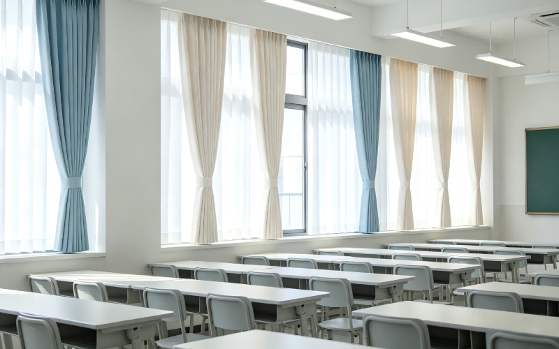 学校抗菌窗帘 | 护眼静学，简约耐用