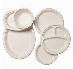 Compostable Plates, Compostable Sugarcane Plates, Three-grid Disc Thickened Sugarcane Pulp Dish