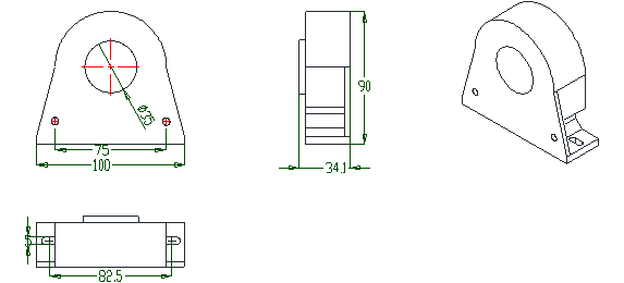Figure 2: Outline drawing of &plusmn;300 to &plusmn;700A current sensor