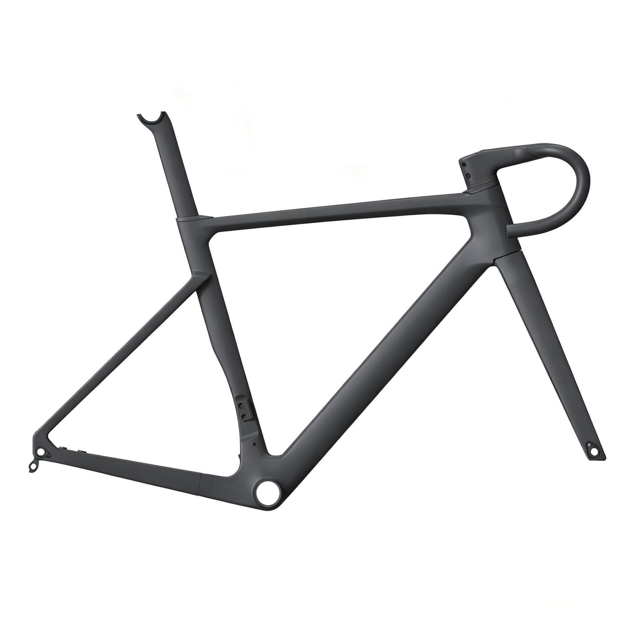 &nbsp;
Frame &nbsp; QR-B01
Processing Customization: Yes
Material: UDM Carbon Fiber
Size: 43/46/49/52/55/58cm
Color: Matte Black (Custom color available)
Brake System: Flat Mount Disc (140/160mm rotor compatible)
Weight: 860g (49 size)
Features: Full internal routing, aerodynamic shaping, superlight build