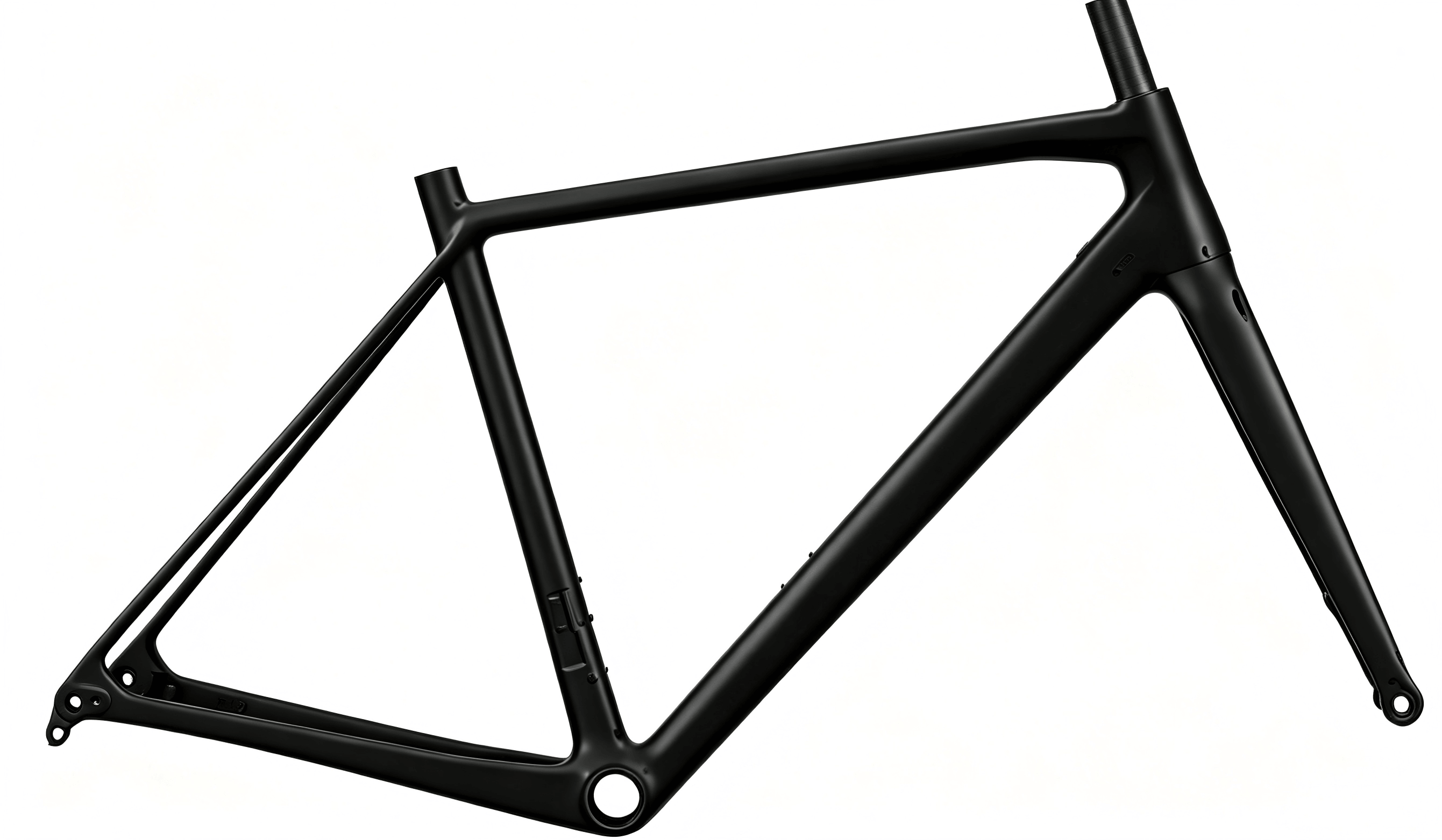 &nbsp;
Frame&nbsp; QR-B48
Processing Customization: Yes
Material: UDM Carbon Fiber
Size: 45/47/49/52/55/58cm
Color: Matte Black (Custom color available)
Brake System: Flat Mount Disc (140/160mm rotor compatible)
Weight: 795g (49 size)
Features: Full internal cable routing, aerodynamic shaping