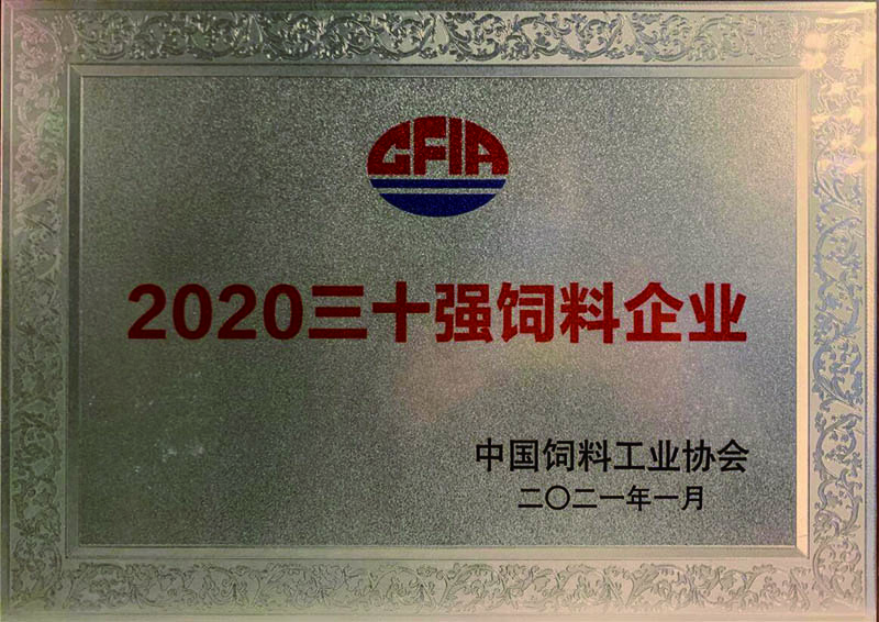 正大康地集团获“2020全国三十强饲料企业”