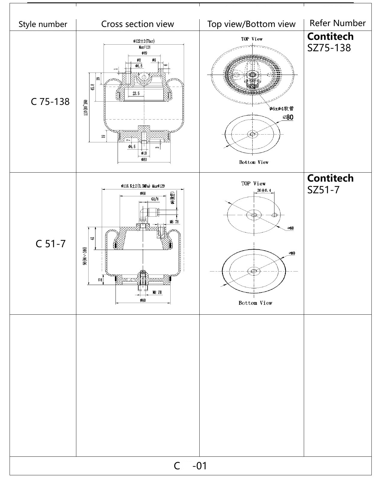 C series air spring dimensional drawing sheet 1