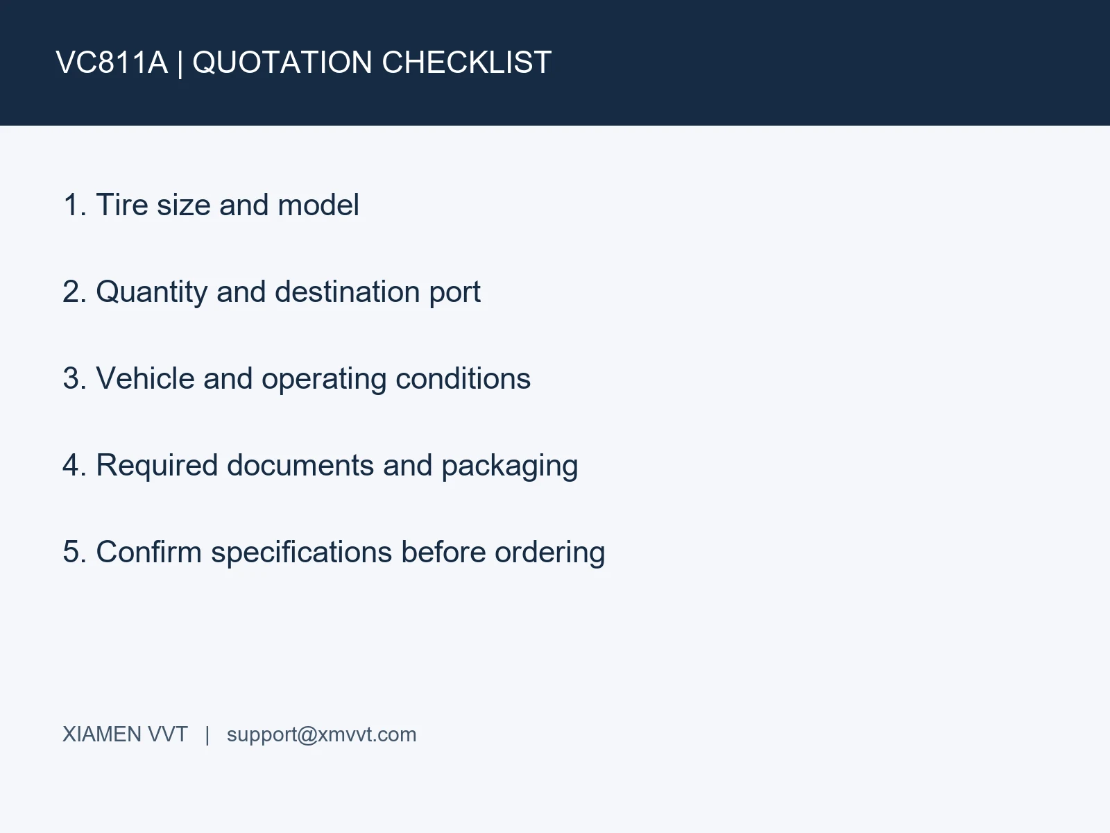 VC811A ordering guide